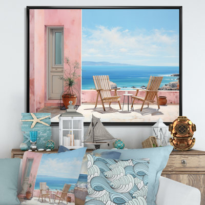 Impression sur toile encadrée «Coastalminimalisme Coastal Elegance Pointillism II»