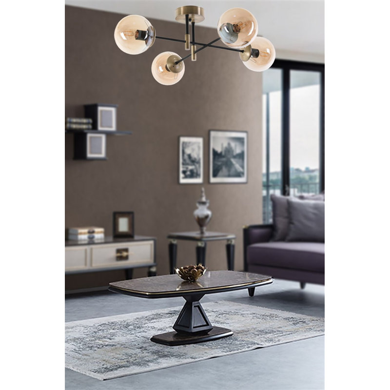 Lustre linéaire moderne Spoutnik à 4 lumières Wolfsburg, Or, Cuivre