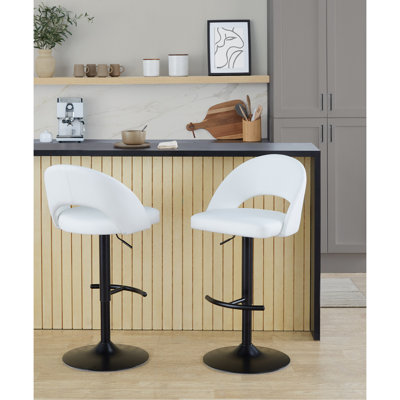Tabouret de bar réglable avec pivot en métal et repose-pieds rond en T - ensemble de 2