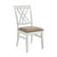 Chaises de salle à manger à finition blanche et chêne - sièges rembourrés en tissu texturé, dossier croisé double 2 pièces, sièges pour chambre moderne