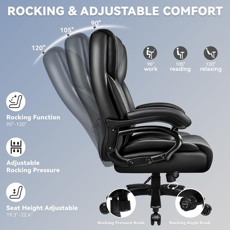 Big And Tall Office Chair, High Back Ergonomic Office Chair, 500lbs, Black