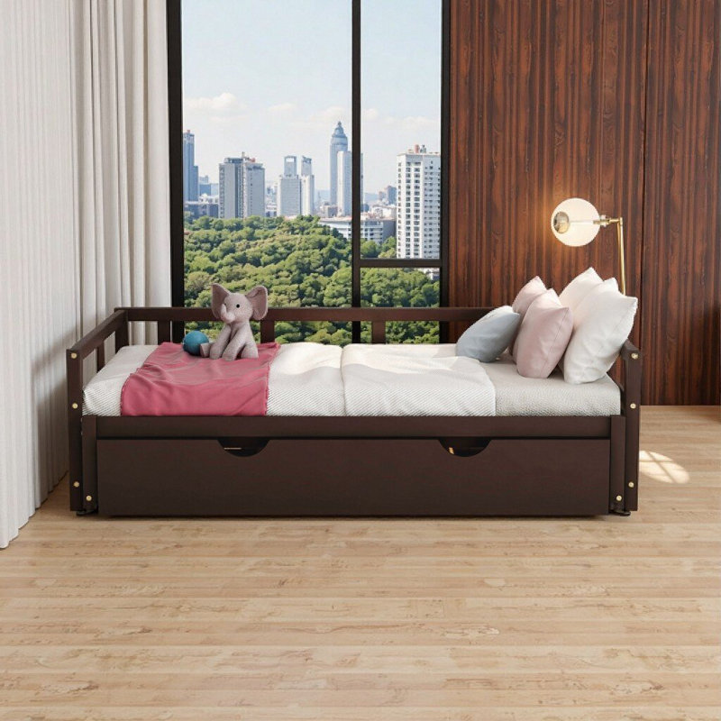 Extending Solid Wood Daybed with Trundle - Twin to King Conversion, Espresso Finish, No Box Spring Needed, Espresso