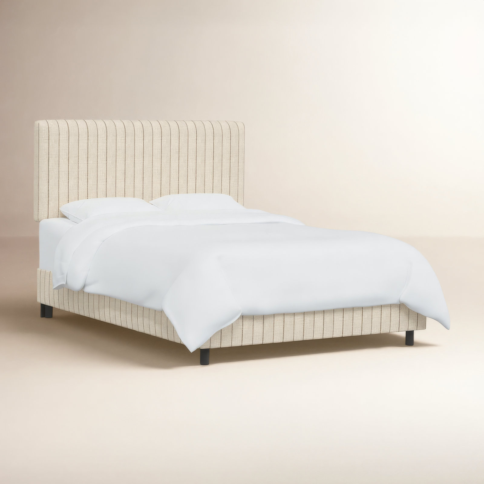Eisley Cotton Upholstered Bed, King, Fritz Charcoal Stripe