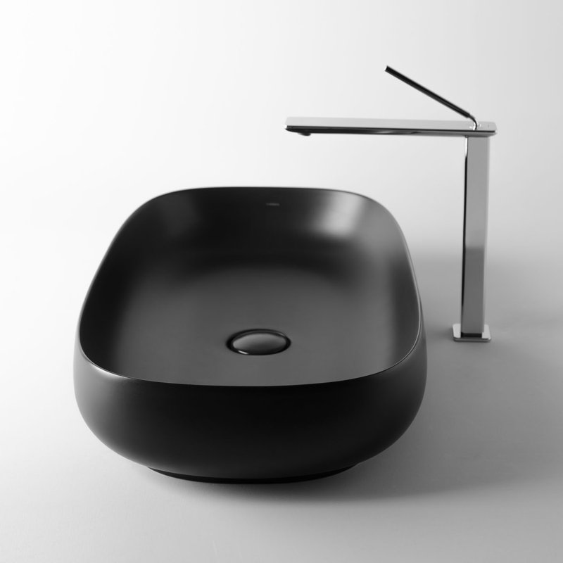 Seed 35.8'' L Bathroom Sink, Glossy Black