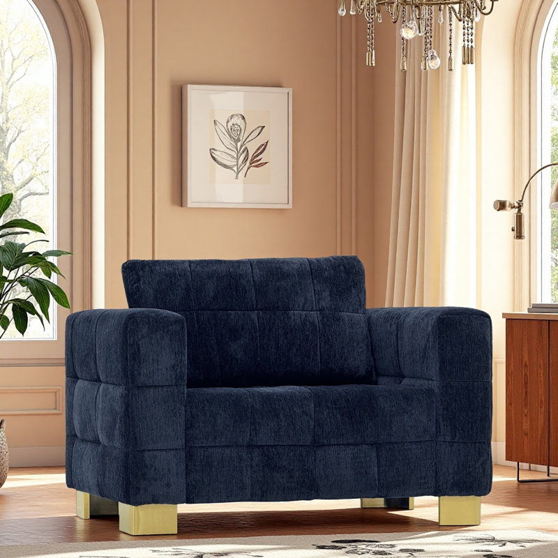 CHAISE FX-P54-1S-RB, Chenille / polyester rétro bleu