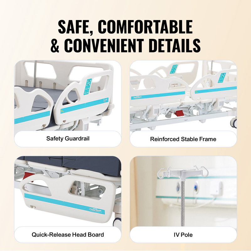 Full Electric Adjustable Hospital Bed with Cardiac Position