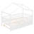 Twin Size Wooden House Bed with Trundle, Solid Wood House Bed Frame, Space Saving Guest Bed, White-939401785