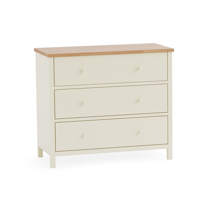 Marmarth 84cm W 3 - Drawer Chest of Drawers, Ivory/Brown
