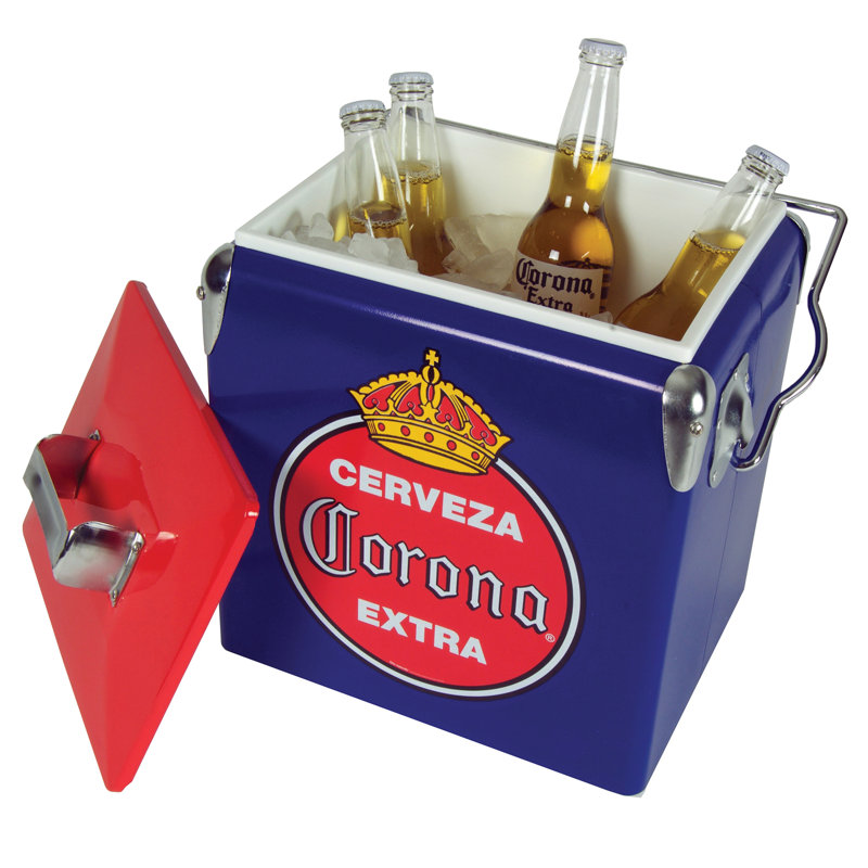 Corona Retro Ice Chest Cooler with Bottle Opener 13L (14 qt), Blue and Red