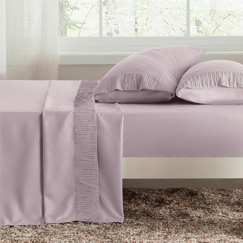 Ensemble de draps en microfibre de literie de luxe Hotel, Rose / moka, Ensemble de draps très grand californien avec 2 t