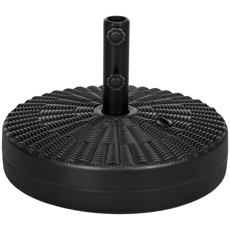 Base de parasol 64 lb robuste à remplir - ronde, support en acier, poteaux de 1,5 po / 2 po, noir