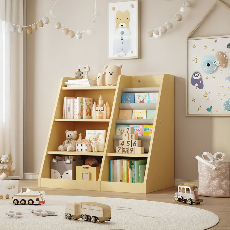 Bibliothèque en bois avec rangement pour jouets, Naturel