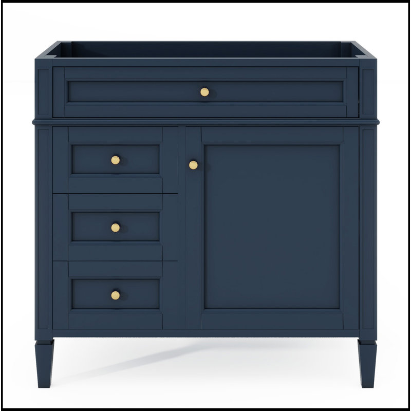 Meuble-lavabo de 36 po sans lavabo supérieur, armoire de rangement moderne avec 2 tiroirs et un tiroir basculant, structure en bois massif