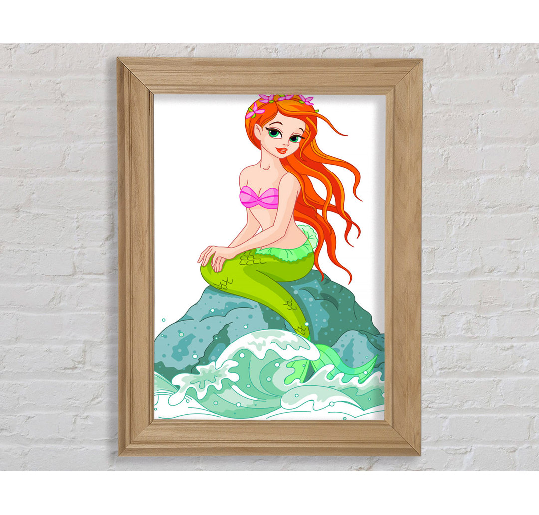 Mermaid Splash Gerahmter Druck Wandkunst