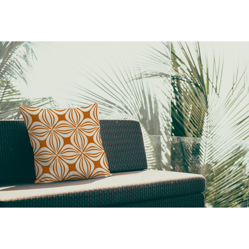 Polyester Throw Square Indoor/Outdoor Pillow Cover & Insert, 20" x 20", Orange