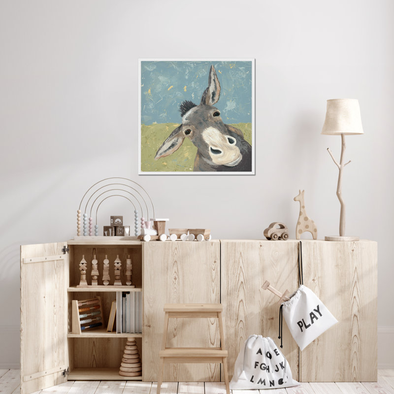 Farm Life-Mule by Jade Reynolds - Painting, 80cm H x 80cm W, White Framed Paper Print