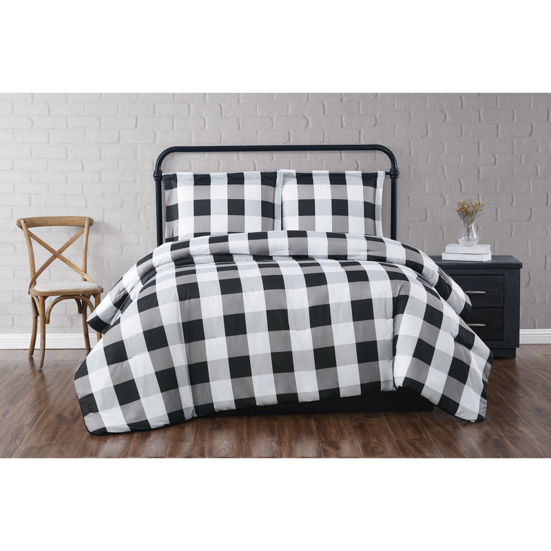 Ensemble de housse de couette en microfibre Buffalo, Housse de couette double / grand et 2 taies décor, Noir