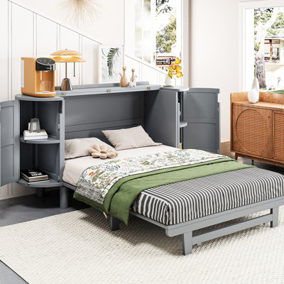 Lit double gris avec compartiment de rangement dissimulé. Matelas pliable pour une utilisation efficace. Ornement sophistiqué. Espaces latéraux intégrés. Et Scratch-. Options de blanc. L 76,4 po x l 108,3 po x H 42 po. Non