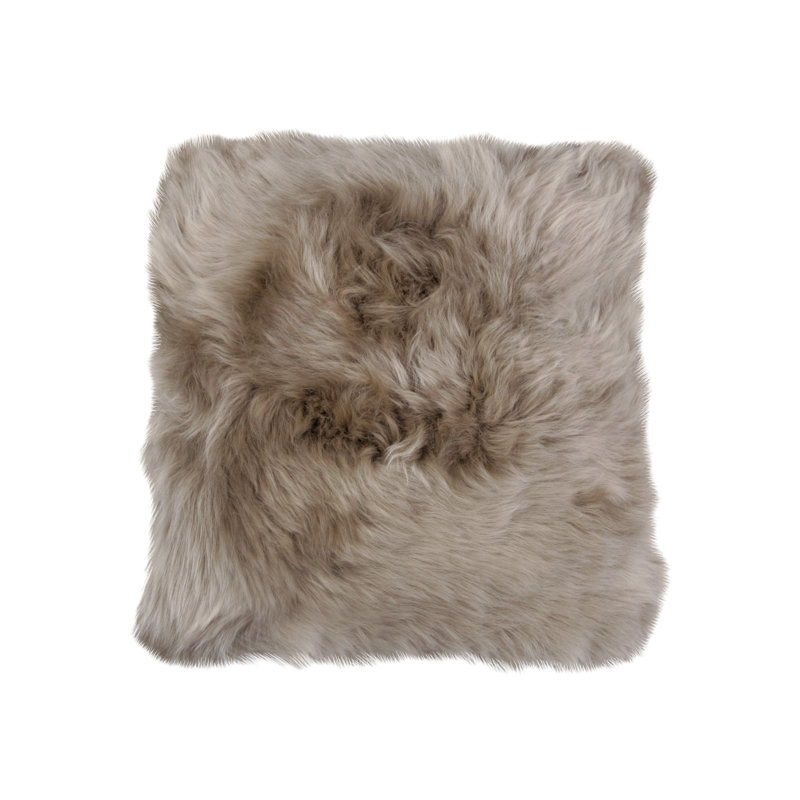 Fibre by Auskin Longwool Sheepskin Square Cushion 24" L Natural Wool Decorative Pillow for Indoor Use, Vole