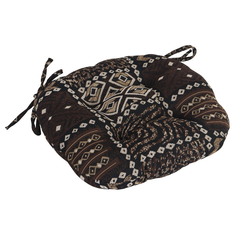 16-Inch Round Woven Tapestry Tufted Chair Cushions (Set Of 2)
