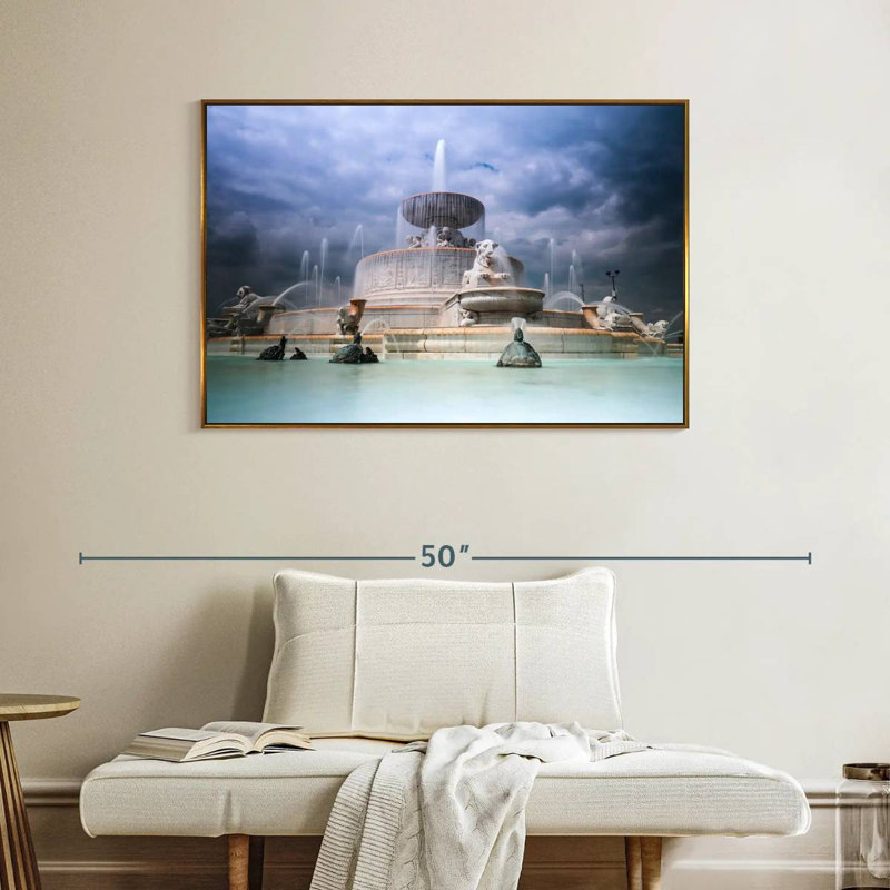 James Scott Memorial Fountain, Floating Frame Gold, 40" X 27"