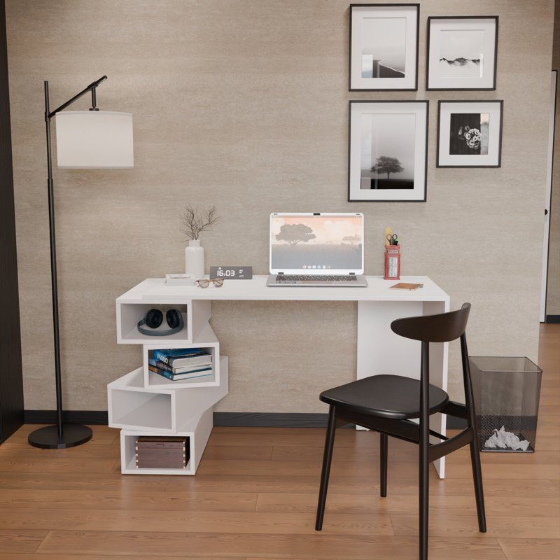 Poyraz 120cm W Computer Desk, White