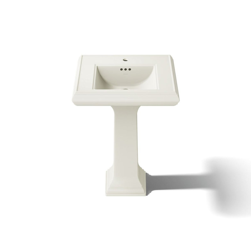 Memoirs® 26.375" Tall Rectangular Pedestal Bathroom Sink with Overflow, Biscuit, 4" Centers
