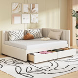Upholstered Daybed With 2 Storage Drawers Sofa Bed Frame No Box Spring Needed