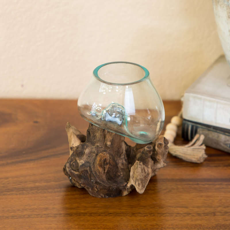 Verre soufflé sur bois de Chinaberry - H 6 po