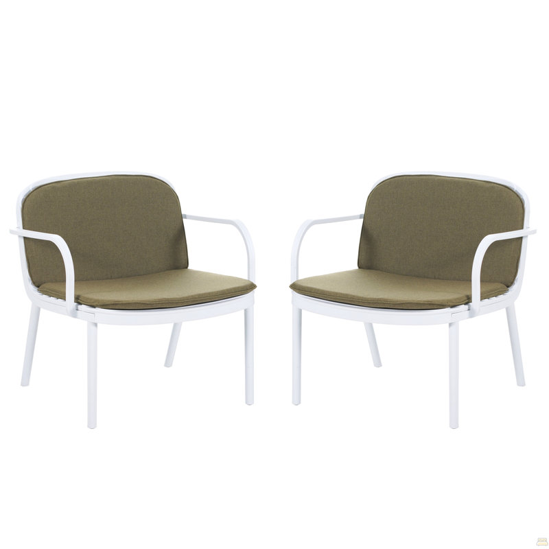 Fauteuil club d'extérieur en PP, ensemble de 2, Vert, Blanc