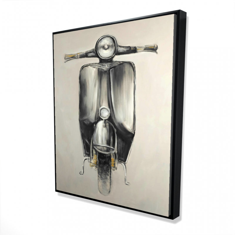 Small Black Moped Print On Canvas, 48" H x 60" W