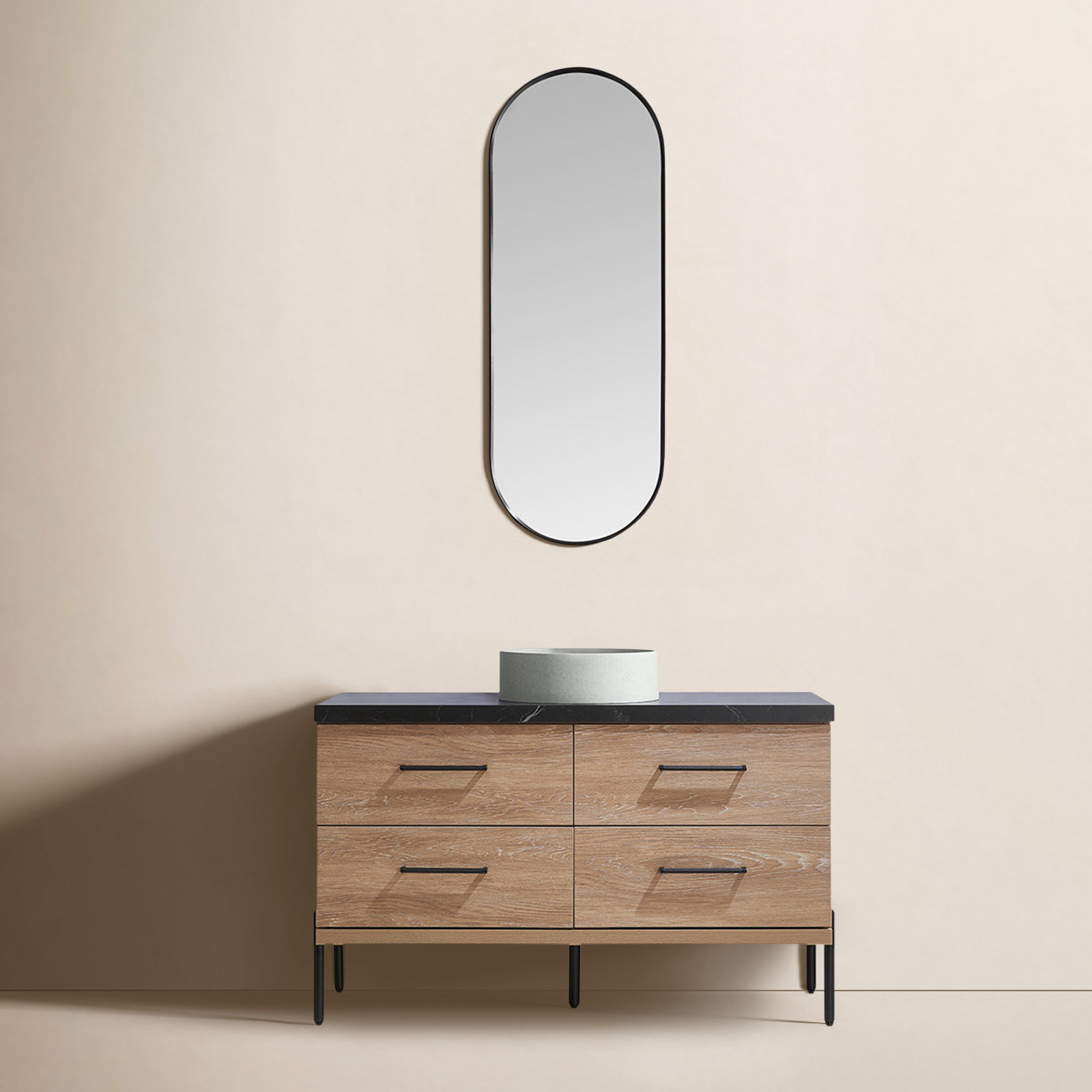 Dasher 48'' Single Bathroom Vanity with Mirror, Circle
