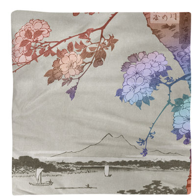 Utagawa Hiroshige Cotton Floral Square Napkin