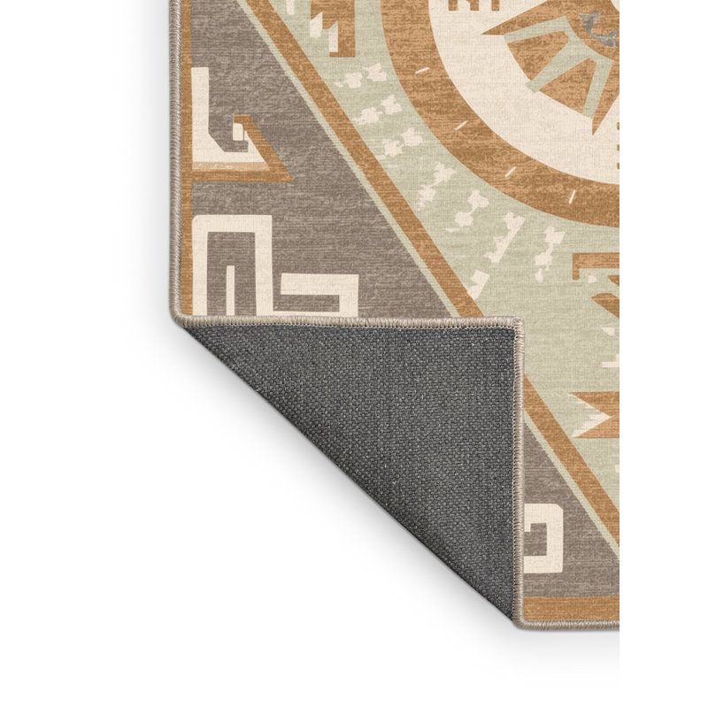 Tapis moelleux moelleux à motif de blocs d'inspiration mondiale Ebbert, 6 X 9