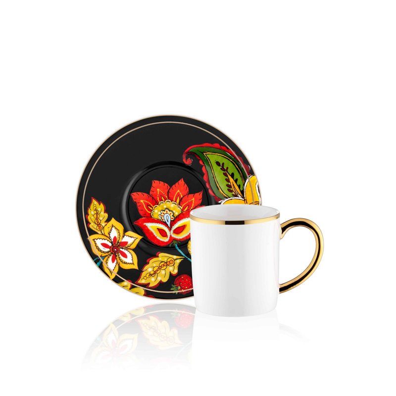 Ensemble de tasses à café Leonore, 12, Rouge / Or / Noir