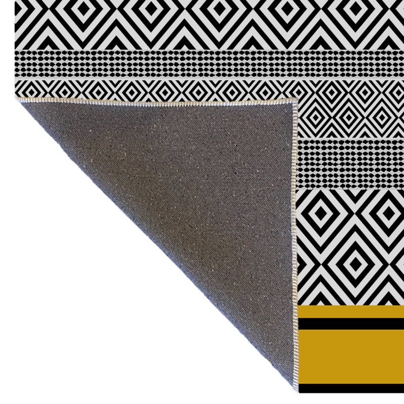 Tapis décoratif gris à motif géométrique moderne, Rectangle 4 pi 11,06 po x 7 pi 6,55 po
