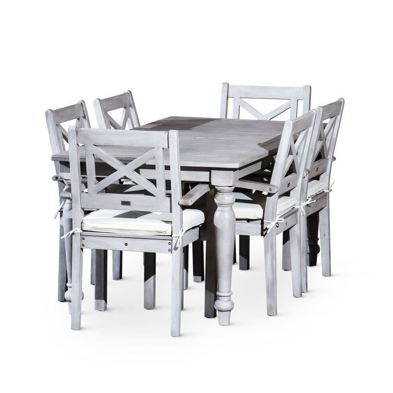 Table rectangulaire d'extérieur gris argenté avec parasol