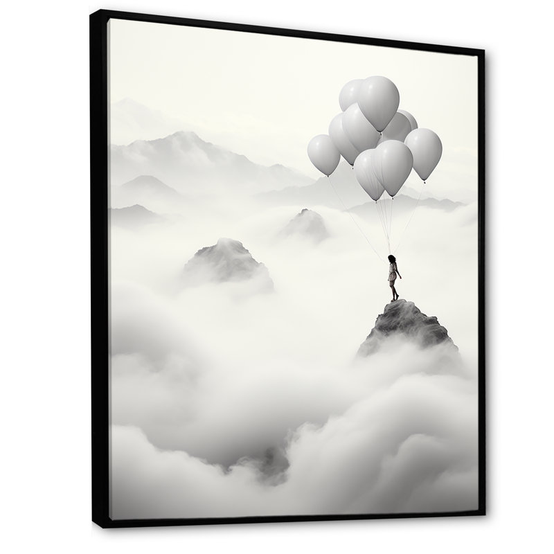 «Gray Sky Is The Limit Motivational Landscape I - Motivation», art mural, Cadre flottant noir, H 32 po x l 24 po