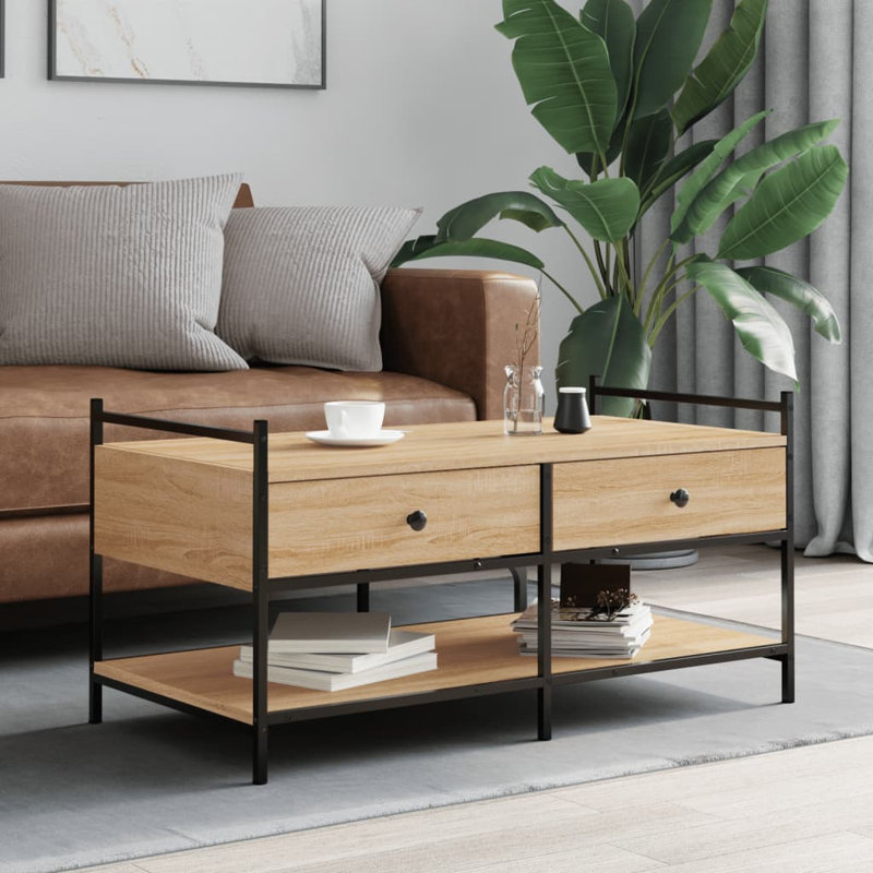 Hoch Four Leg Coffee Table with Storage, Sonoma Oak