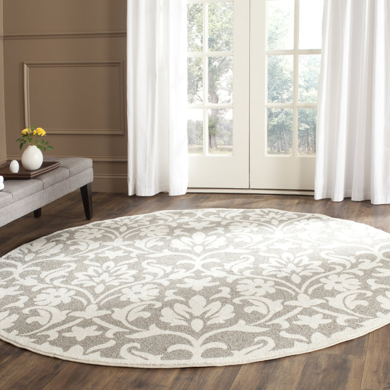 Tapis à motif floral Cirila, Rond 7 pi