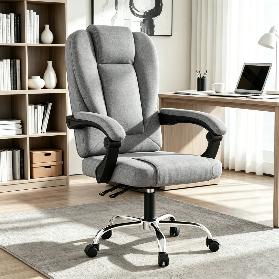 Ergonomic Mid-Back Swivel Office Chair, Executive Chair with Adjustable Lumbar Support, Soft Padded Armrests