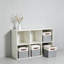 Bacs de rangement pliables en tissu avec 2 poignées en polyuréthane renforcé, paniers de rangement pliables pour placard, tablettes, salon, 11 x 11 x 11 po, paquet de 4, gris et blanc