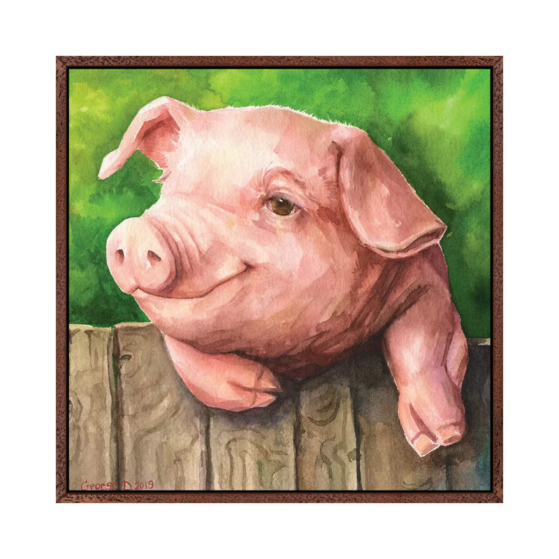 Little Piggy With Background by George Dyachenko - Painting on Canvas, 93.98cm H x 93.98cm W x 3.81cm D