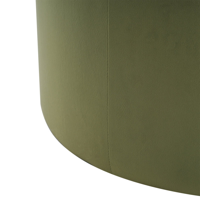 Repose-pieds rond en velours, vert olive, Chenille verte