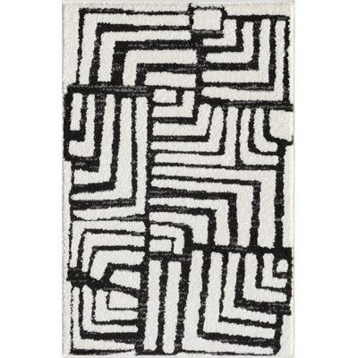 Abani Rugs Olessja Collection NOM130A Cream Grey Box Pattern Geometric Area Rug