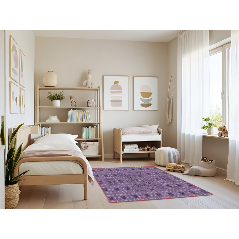 Tapis mauve à métier motorisée, Rectangle 3 pi x 5 pi