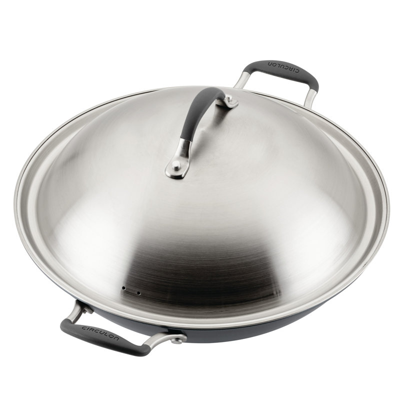 Graphite 14'' Nonstick Aluminum Wok with Stainless Steel Lid