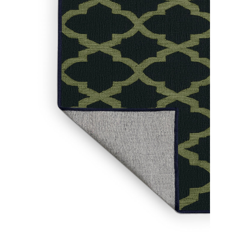 Tapis bleu en treillis lavable à la machine, Carré 4 pi