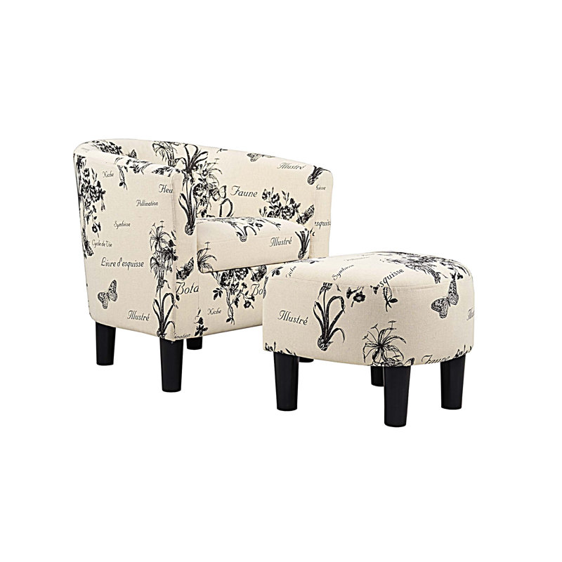 Chaise d'appoint rembourrée en tissu avec repose-pieds Modern