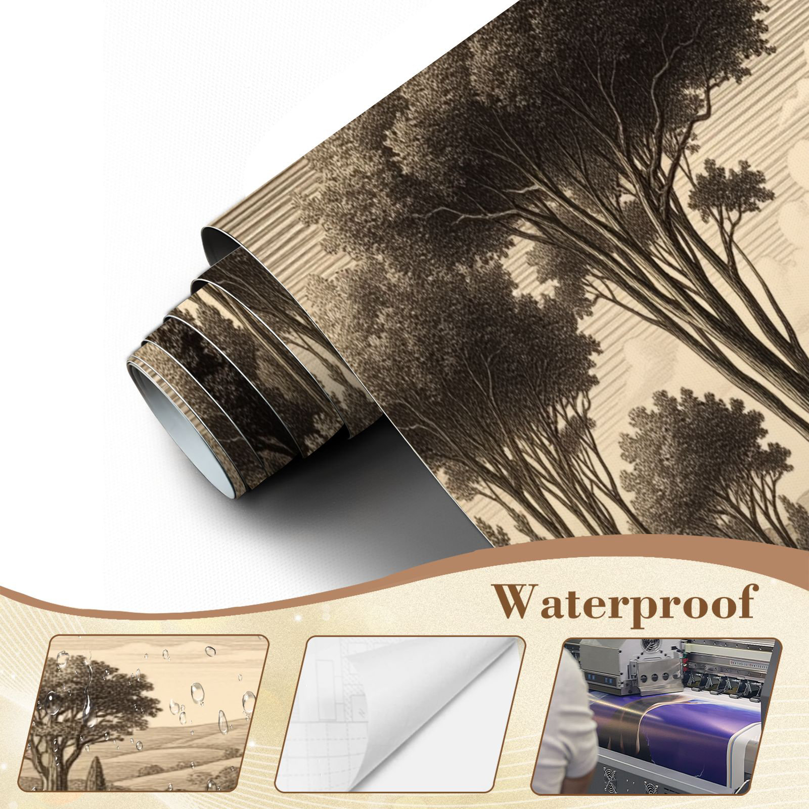 Red Barrel Studio Vintage Peel and Stick Wallpaper Vintage Sepia Forest ...